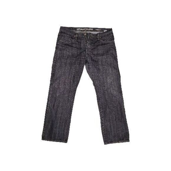 Structure Dark Wash Charcoal Slim Straight Denim Jeans Vintage Men Size 34 x 30 - Picture 1 of 6